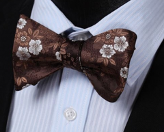 Brown Floral Bow Tie