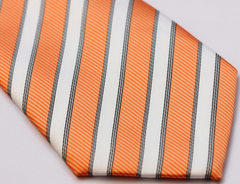 white and orange extra long tie