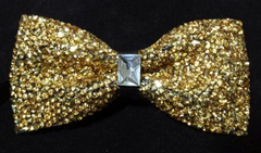 Gold Crystal Sparkly Bow Tie