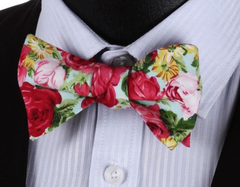 Seafoam Floral Bow Tie