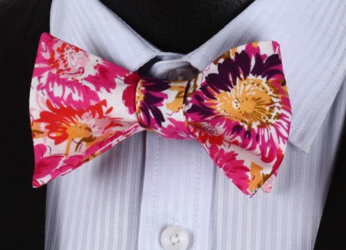 Pink Floral Bow Tie