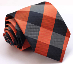 navy & orange checkered tie