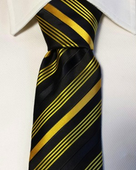 Black and Yellow Gold Striped extra long tie