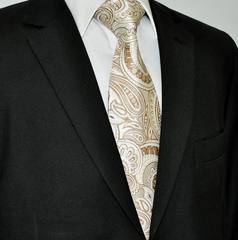 champagne tie with paisley print