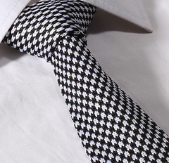 black and white houndstooth knit tie