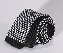 black & white houndstooth tie