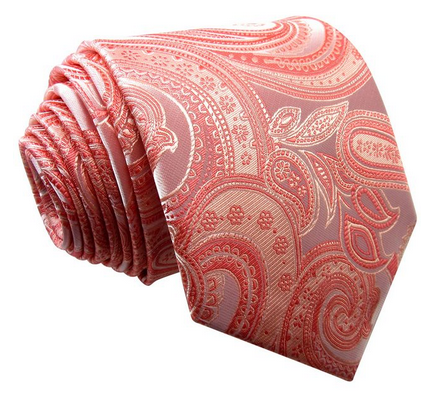 Salmon Pink Orange Coral Paisley Tie – GentlemanJoe