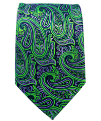 green and purple paisley mens tie