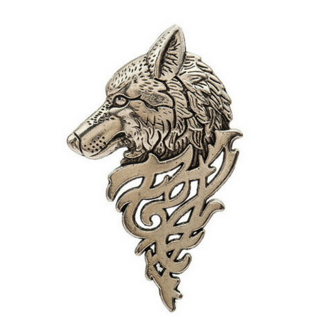 Wolf Howling Lapel Pin or Wolf Howling Brooch buying Sterling Silver