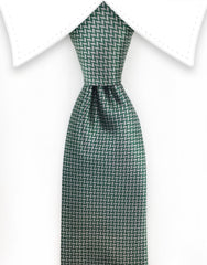 Silver & Green Herringbone Necktie