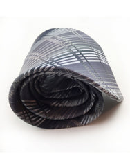 Silver charcoal rolled up tie