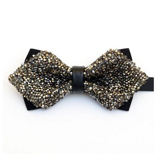 Silver and Charcoal, Sparkling, Party, Diamond Tip, Bow Tie