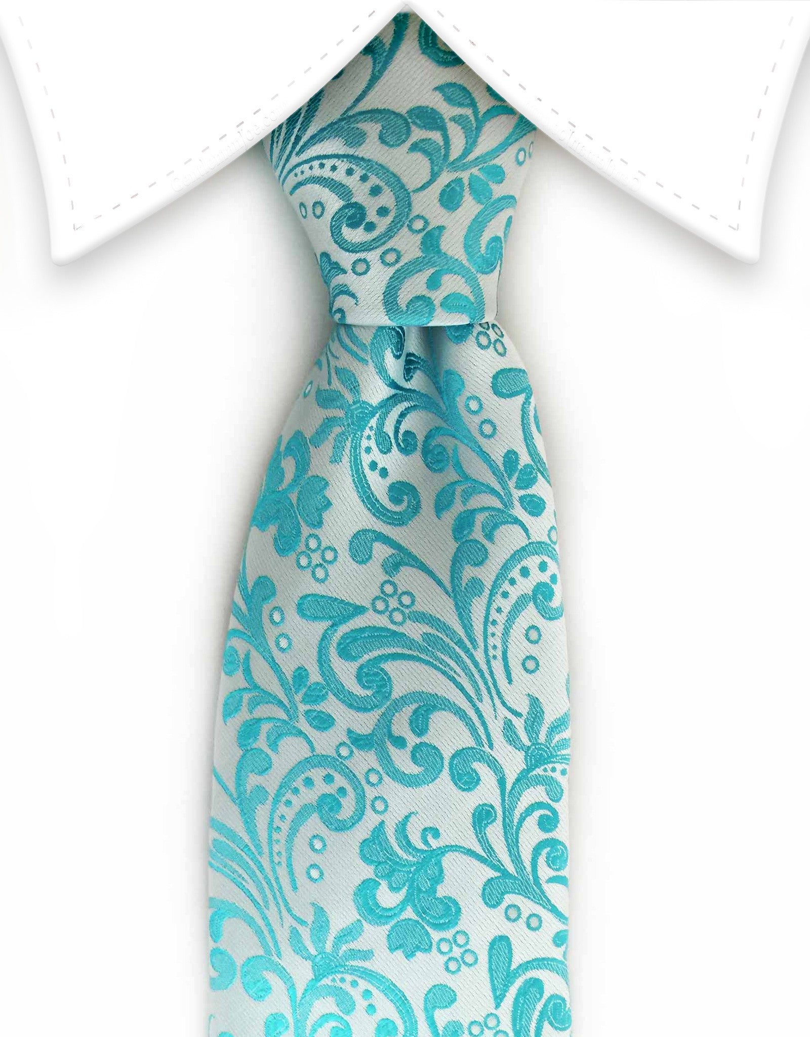 Turquoise floral tie