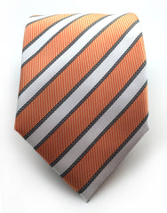 Extra Long Apricot Orange & White Necktie