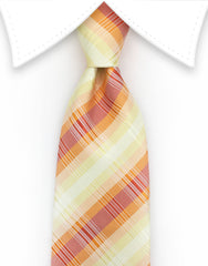 orange and yellow plaid tie