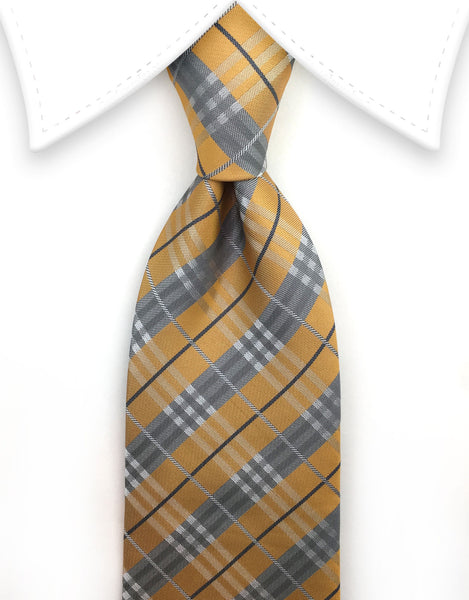 Apricot & Silver Plaid Necktie