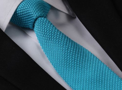 solid turquoise skinny knit tie