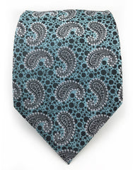 Aqua & Black Paisley Men's Tie