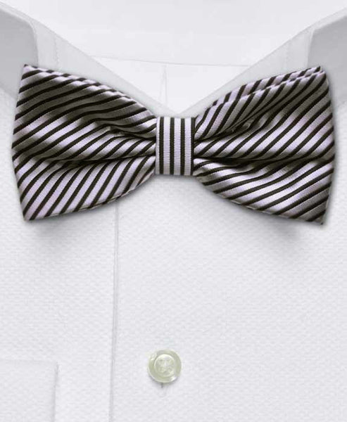 Silver & Black Stripe Bow Tie