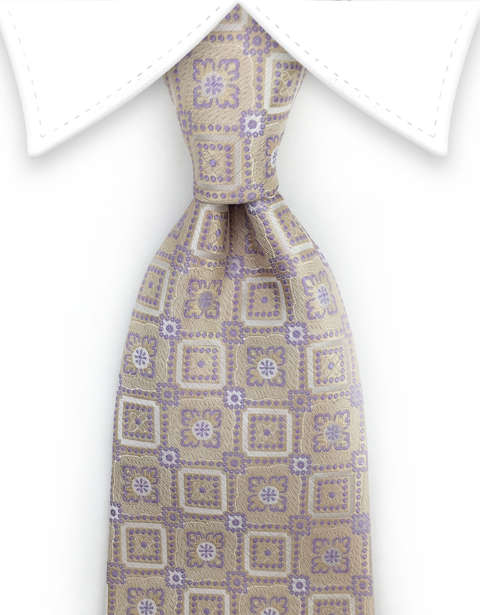 Antique Ivory Tie with lilac motif