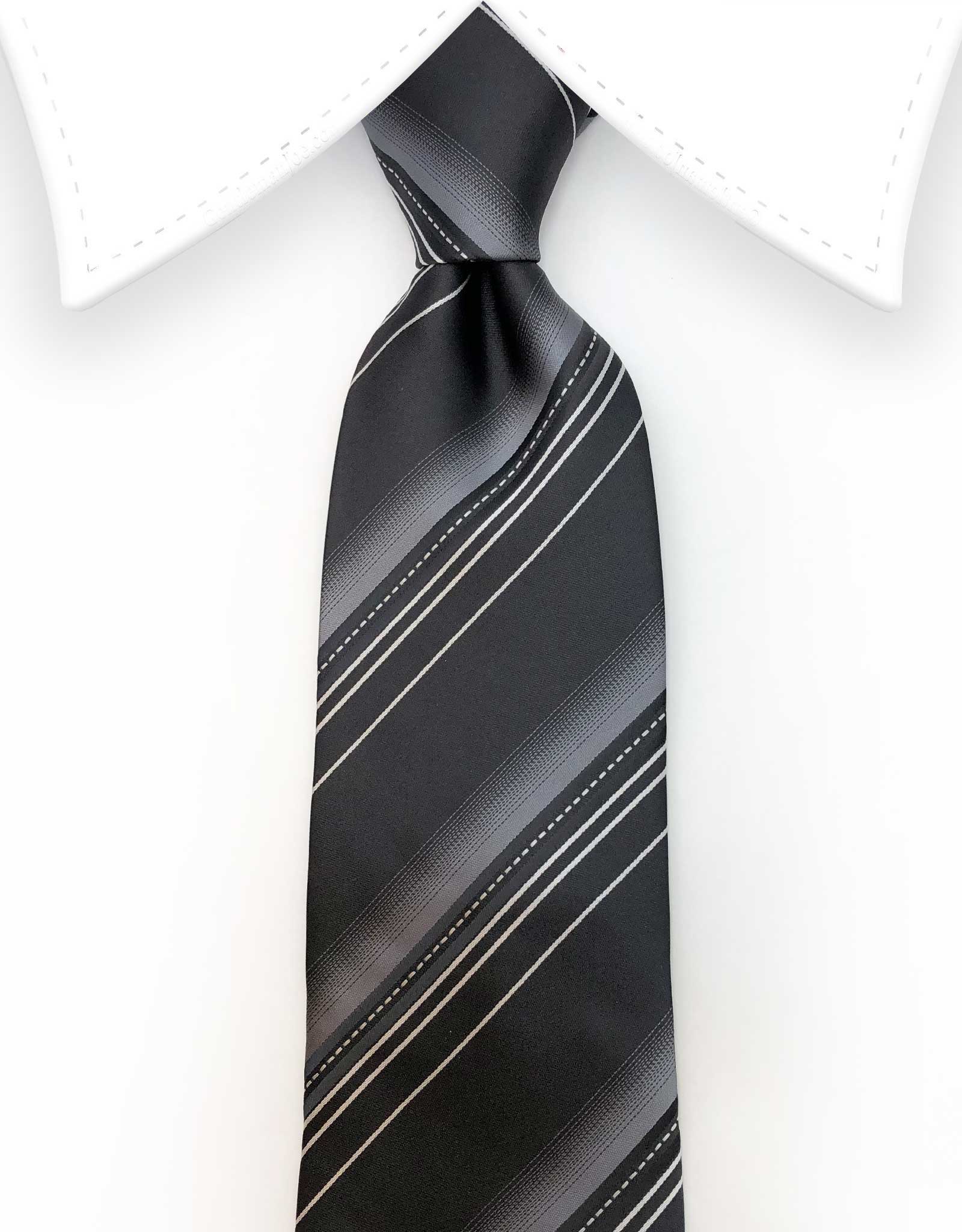 Black Charcoal and White Striped Tie