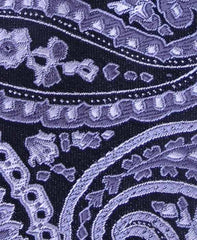 silver and black floral tie close up