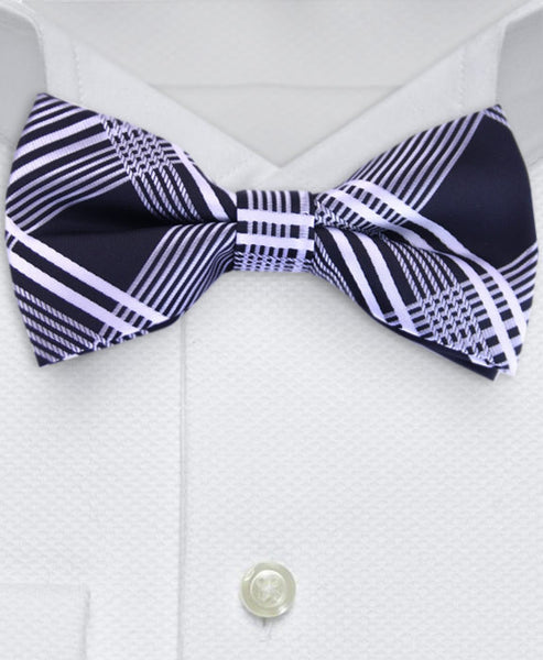 Black and silver plaid bowtie