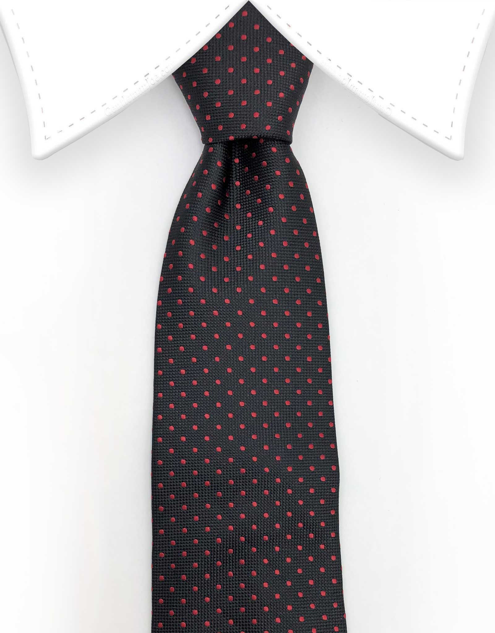 black tie with red dots
