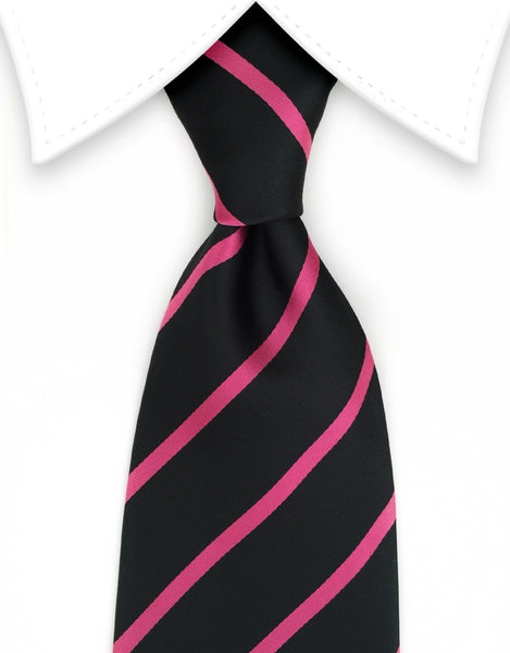Black and pink striped tie