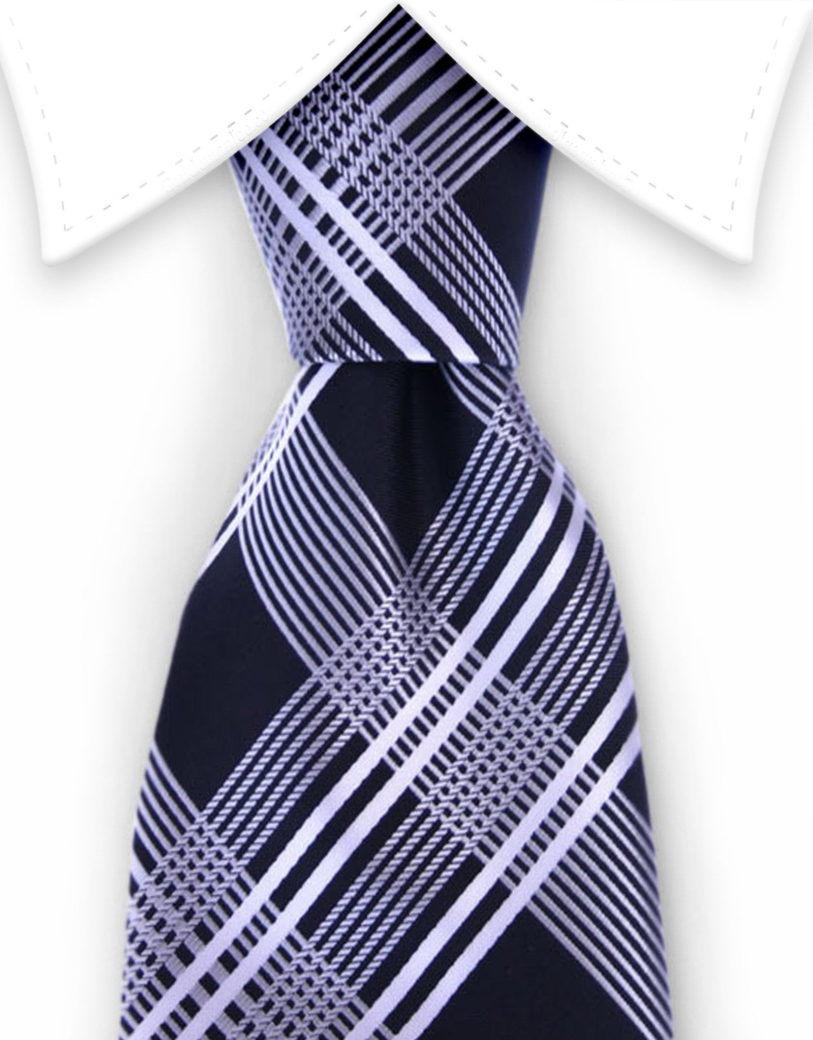 Black and silver plaid necktie