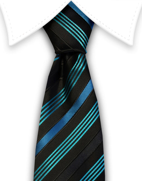 Black, turquoise & teal tie