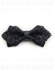 diamond tip sparkly black bow tie