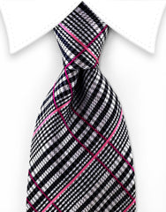 black pink plaid tie