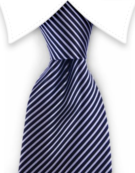 Black and silver pinstriped tie