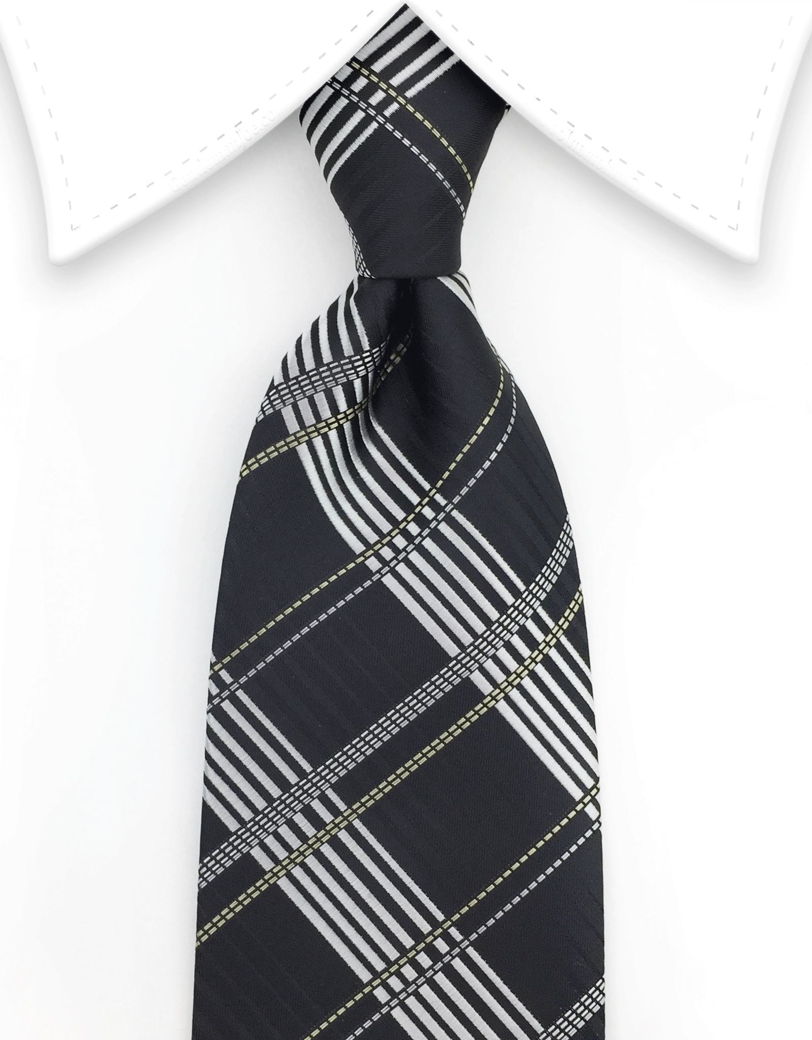 Black and Silver Plaid Necktie