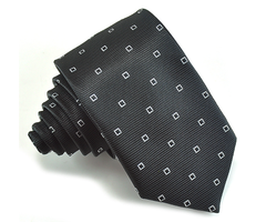 black skinny tie with little squares