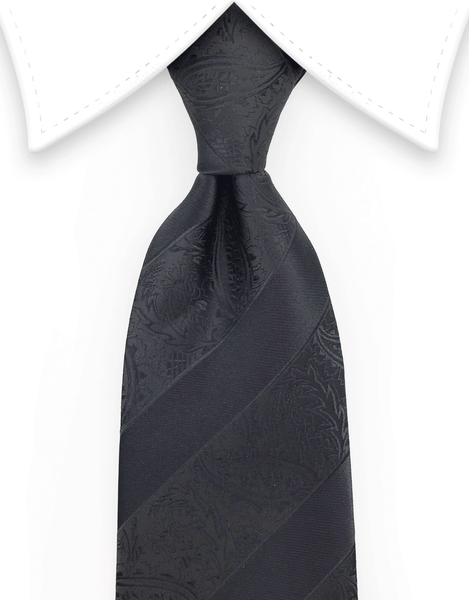 Black Paisley Tie with Black Stripes