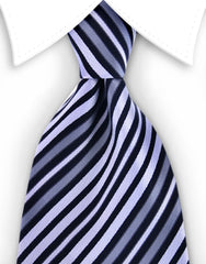 Black, white, silver striped tie