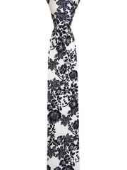 Black and White Floral, Cotton, Men's Tie