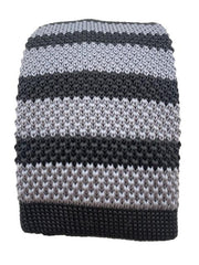 Gray and Black Striped Knit Men's Necktie