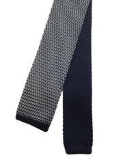 Knitted Navy Blue and White Tie