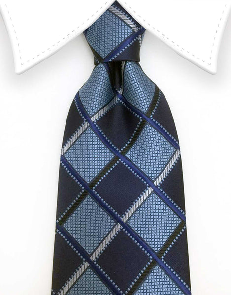 blue checkered tie