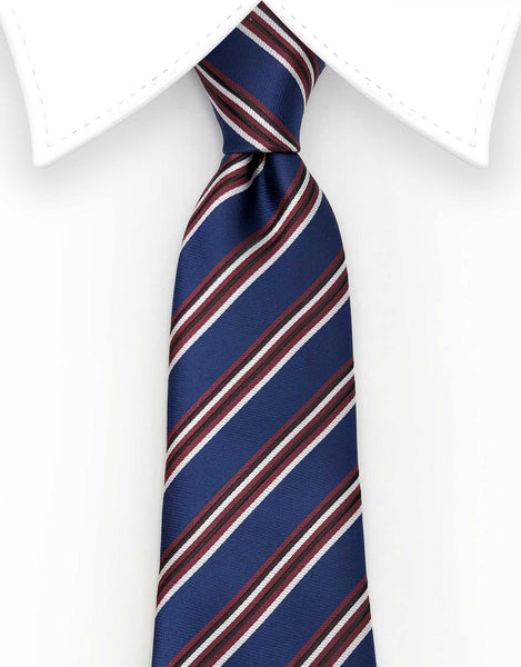 navy blue red white extra long tie