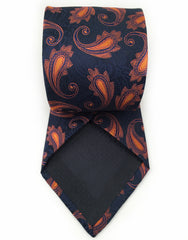 navy blue and orange necktie