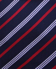Red, White & Navy Blue Striped Necktie