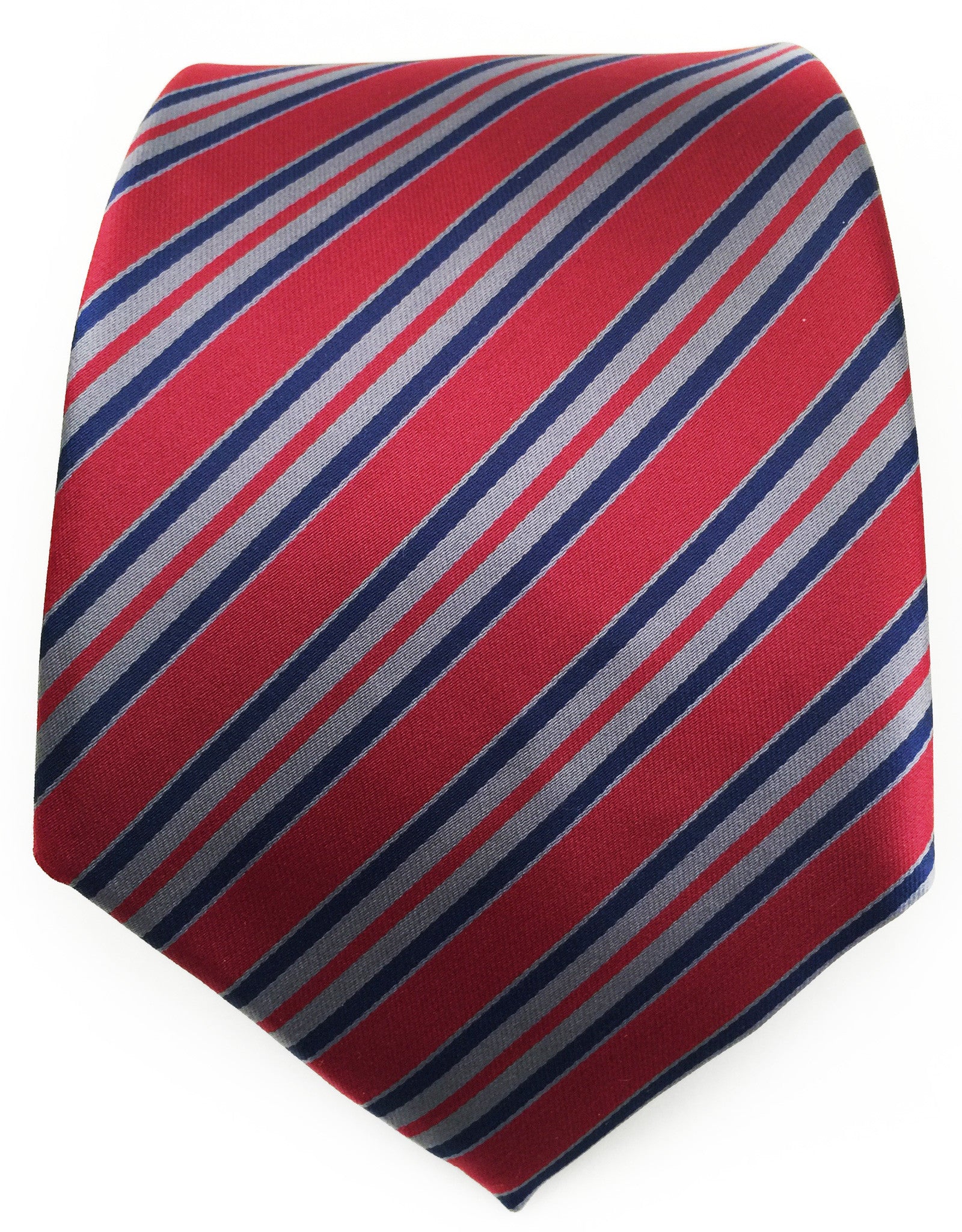 Burgundy, Blue & Gray Striped Tie – GentlemanJoe