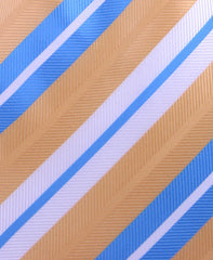 Light Blue, Gold & White Striped Tie