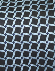 close up black and blue grid tie