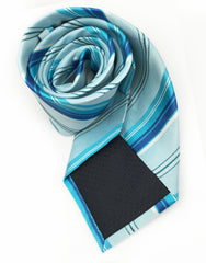 Turquoise, Blue & White Striped Tie
