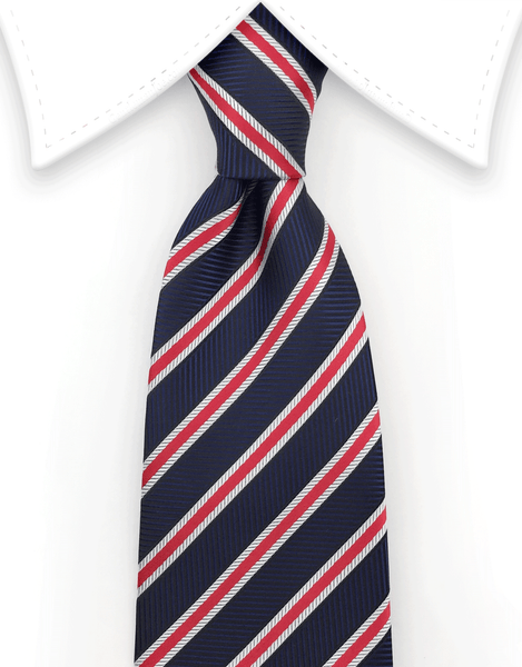 navy blue, red and white repp stripe tie